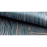 Zatemňovací záves so vzorom a zavesením pencil pleat - Modrý, 400 x 250 cm