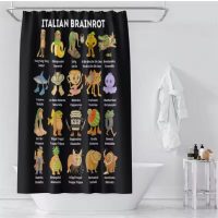 Sprchový Brainrot záves so zavesením grommet top + háčiky - Čierny, 120 x 180 cm